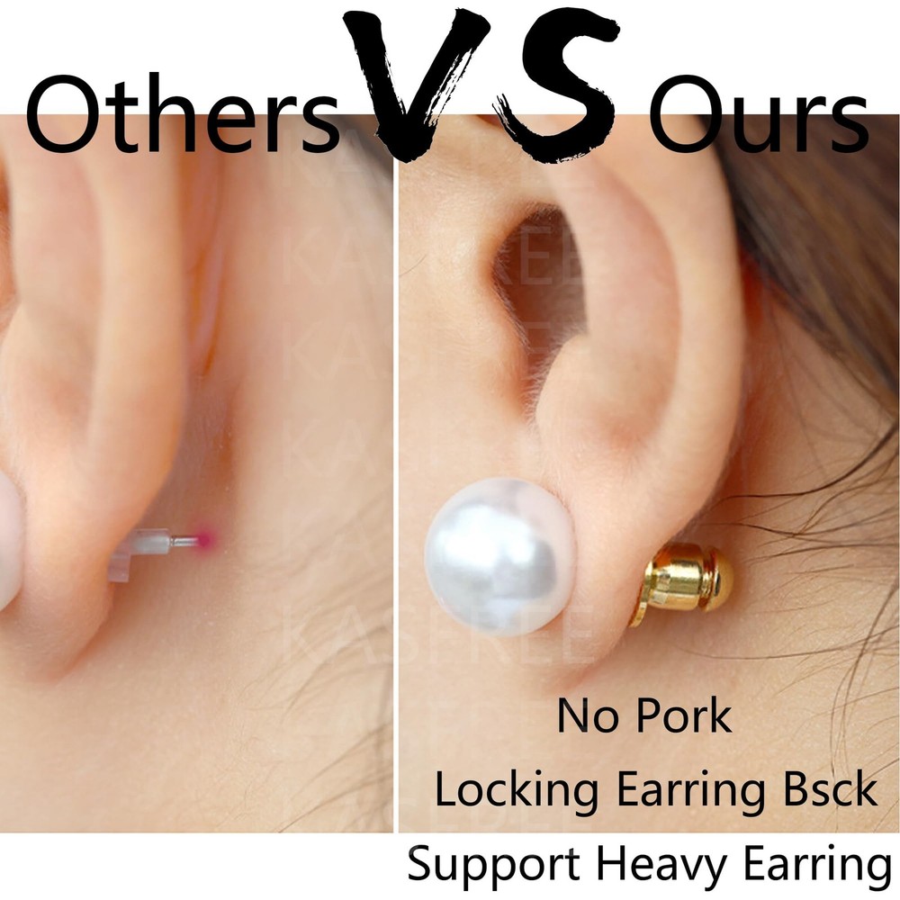 Locking Earring Backs for Studs Secure Earrings Back (Gold)