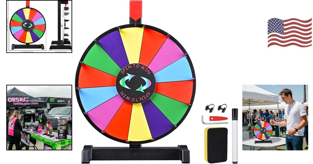 Portable 12" Prize Wheel for Tabletop Use - Customizable Slots & Easy Spin