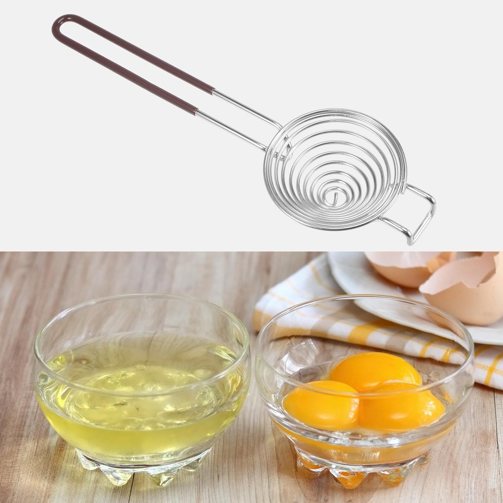 Egg Separator Stainless Steel Egg Yolk Separator with Rubber Handle Baking Tool