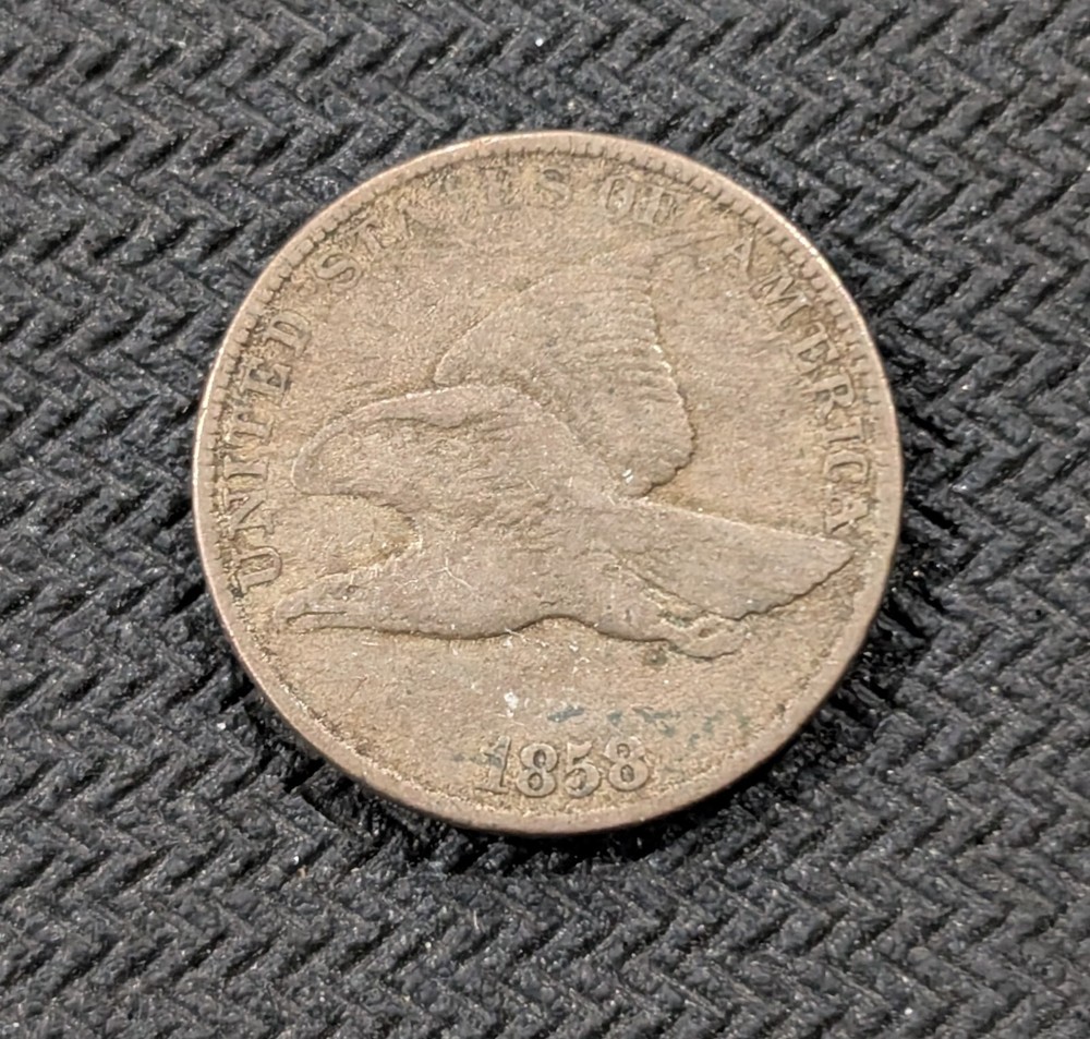 1858 Flying Eagle Cent Penny Large Letter LL VG+