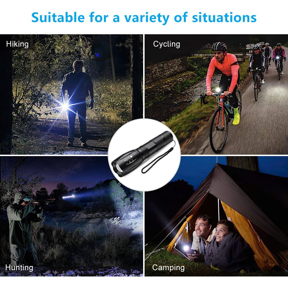 2-Pack Super-Bright 90000LM Light Lamp LED Tactical Flashlight 5 Modes Zoomable
