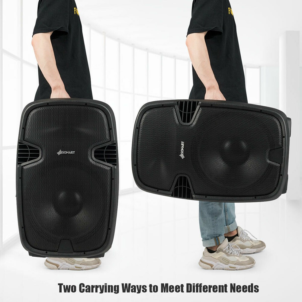 Portable Dual 15" 2-way 2000 W Powered Speakers w/ Controller