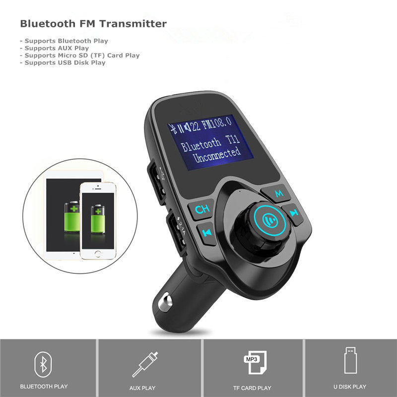 FM Transmitter T11 New Version Wireless In-Car Bluetooth Receiver Adapter Stereo