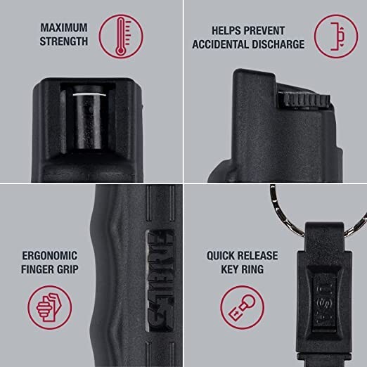 Sabre Pepper Spray with Quick Release Key Ring Grey