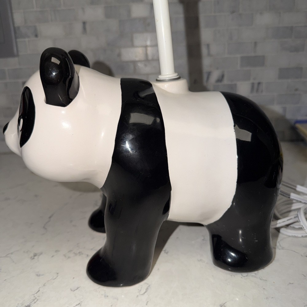 Cute Ceramic Panda Bear Table Lamp - Black & White Nursery Decor Night Light