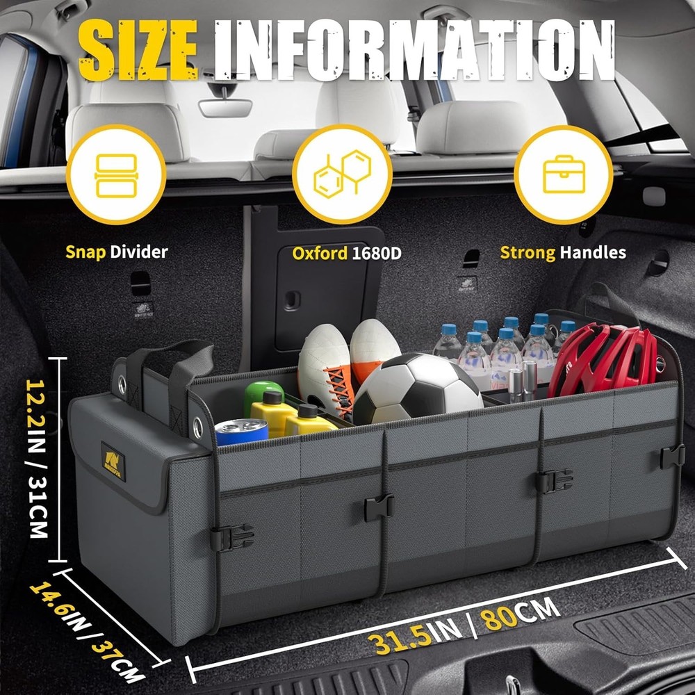 Ultimate 100L Car Trunk Organizer with Cooler - Oxford Material Storage Solution