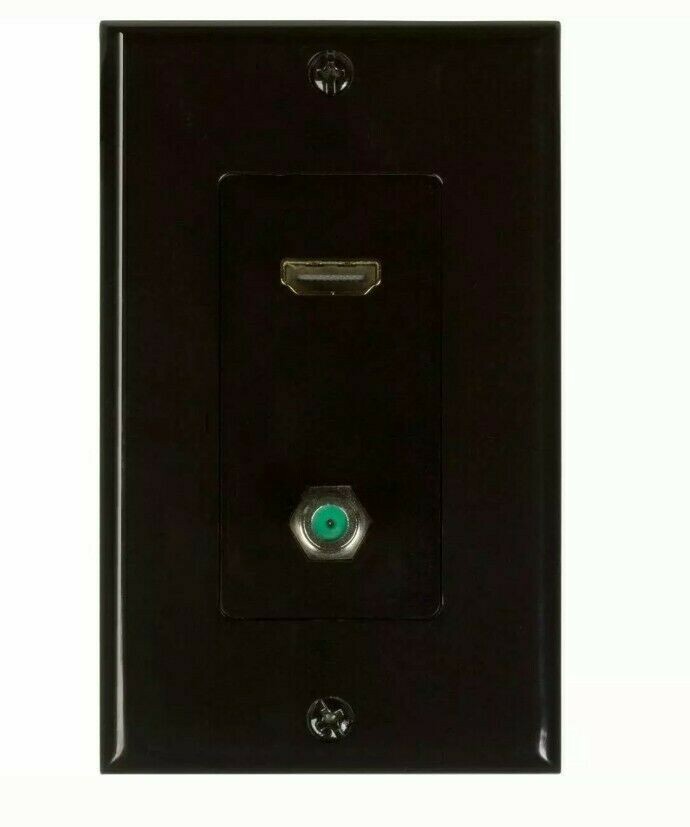 HDMI pigtail coax wall plate-black