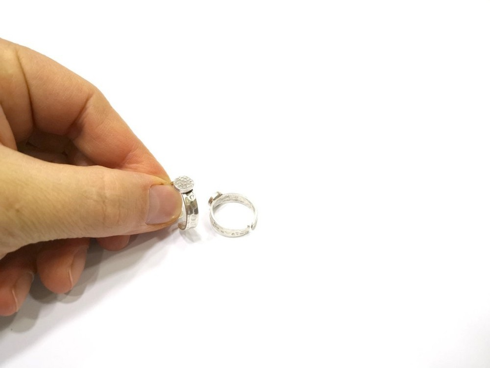 Round Ring Base Blank Settings Adjustable Antique Silver Brass 8mm G16617