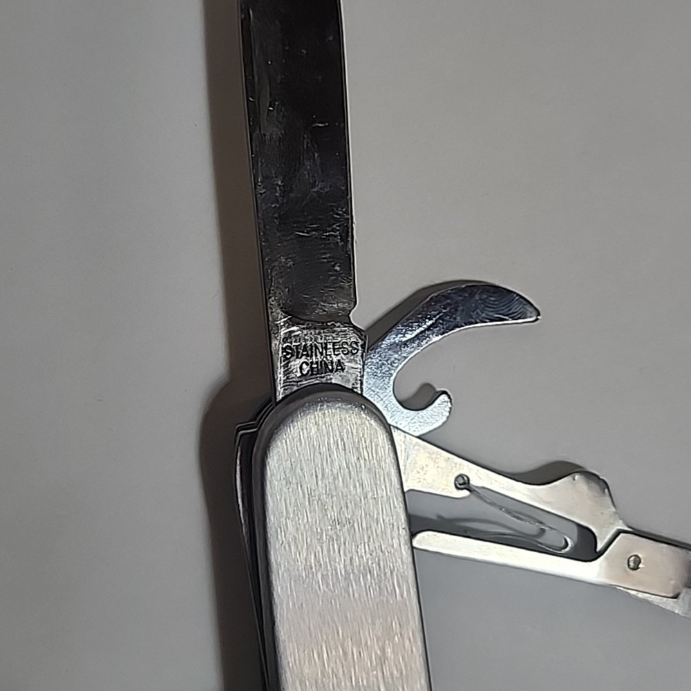 Multi-Tool Pocket Knife 7 Tool Stainless Steel Scissors Screw Driver Corkscrew