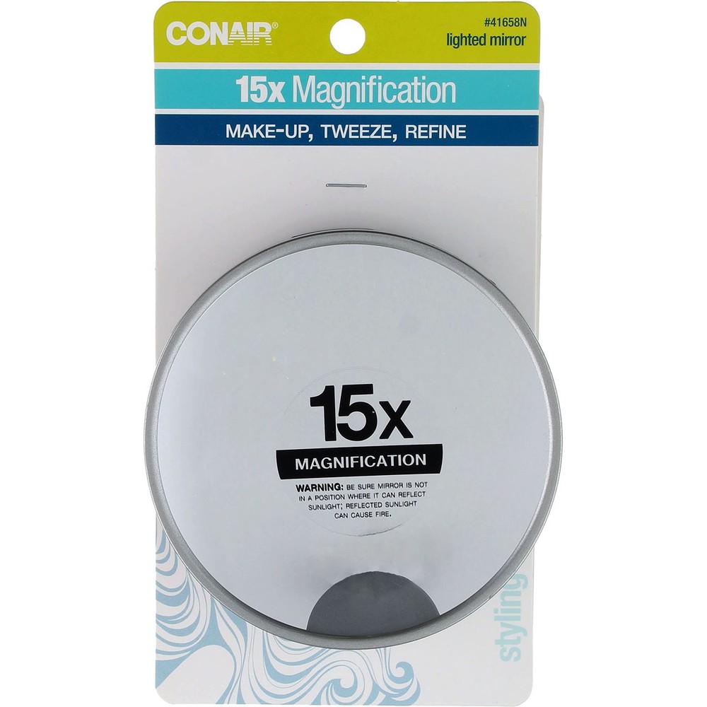 2 Pack Conair 15X Magnification Suction Cup Mirror, 15x Magnification