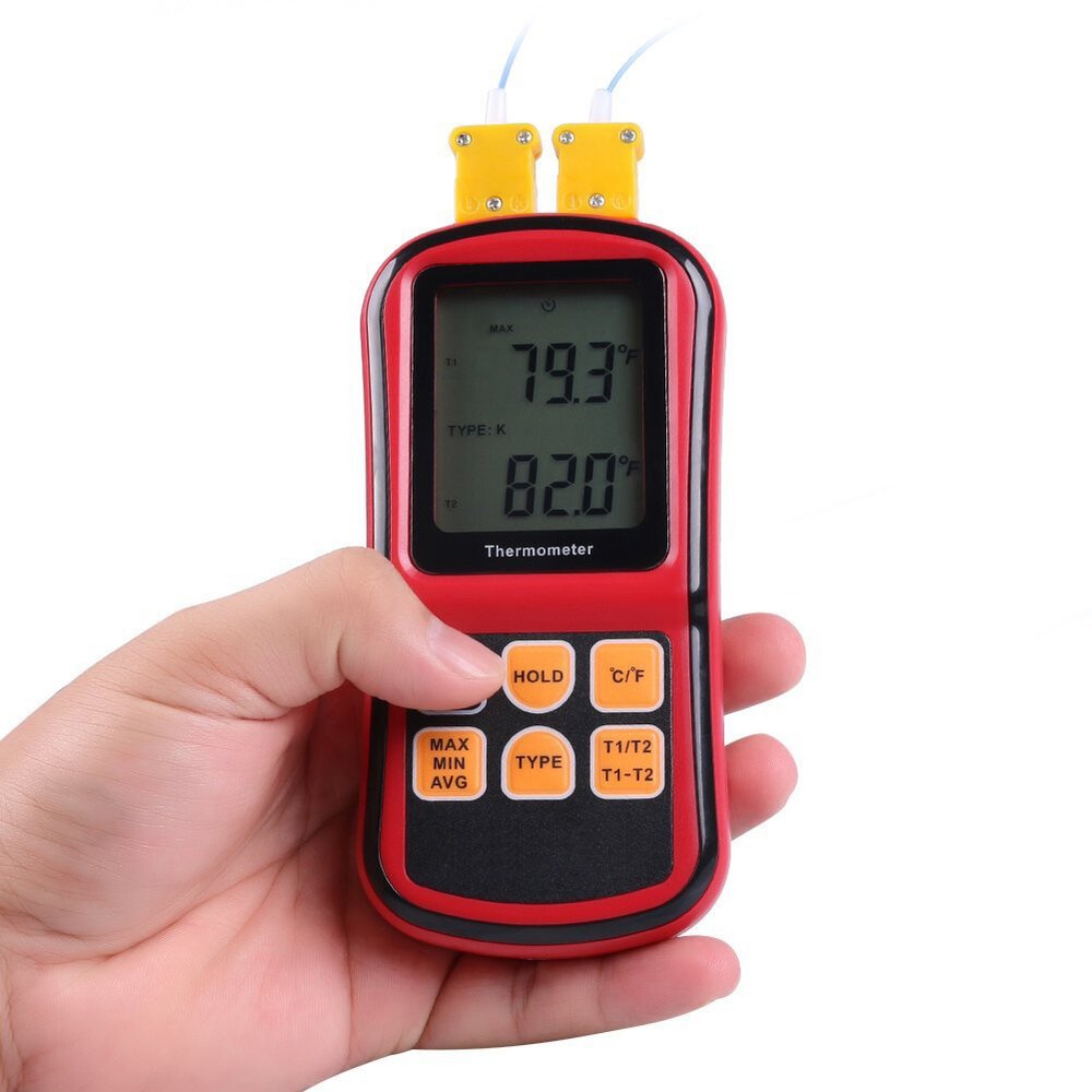 Digital LCD Dual Two 2 K-Type Channel Thermometer Thermocouple Sensor Meter