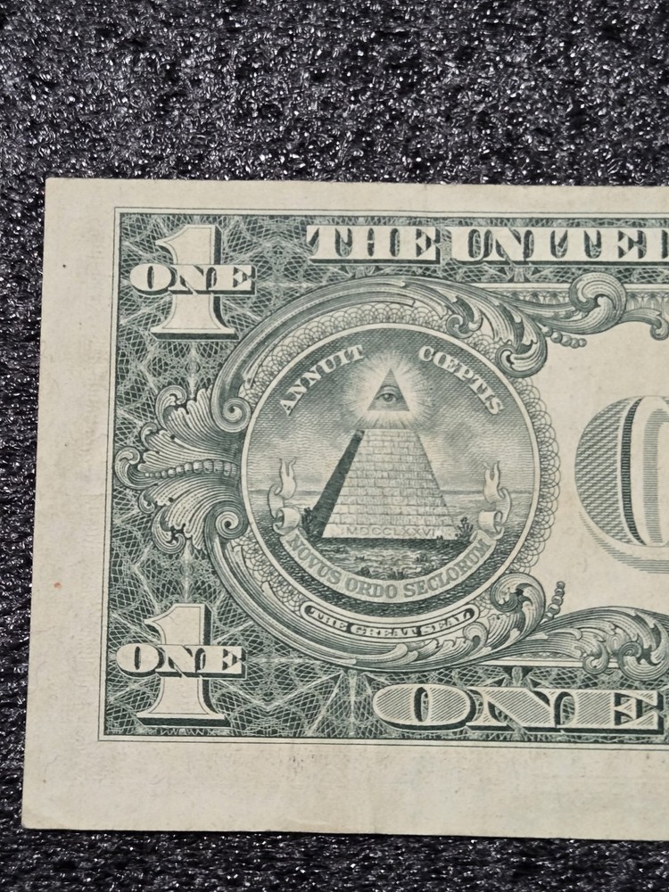 $1 1974 Dollar Bill FRN Gutter Fold Error With Cutting Error On Back Currency