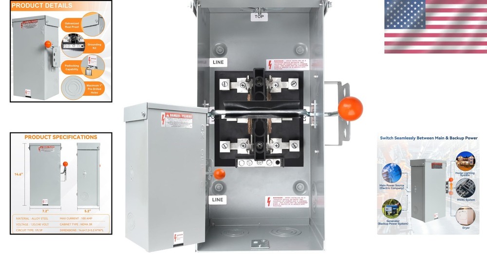 Reliable 100A Double Throw Generator Switch - 10- Durability for Home Use