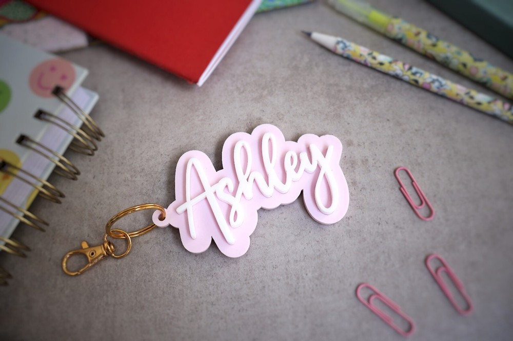 Acrylic Keychain Personalized, Custom Name Charm, School Tag, Backpack,