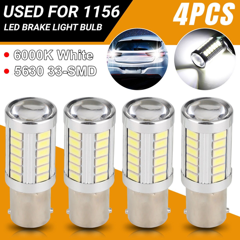 4x 1156 33-SMD LED Tail Brake Stop Backup Reverse Turn Signal Light Bulbs White