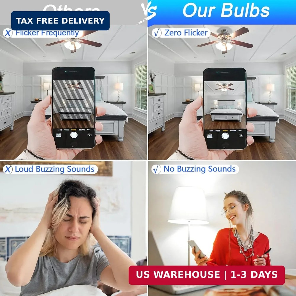 8 Pack E12 Ceiling Fan Light Bulbs, 60W Equivalent, Daylight White 5000K, Small