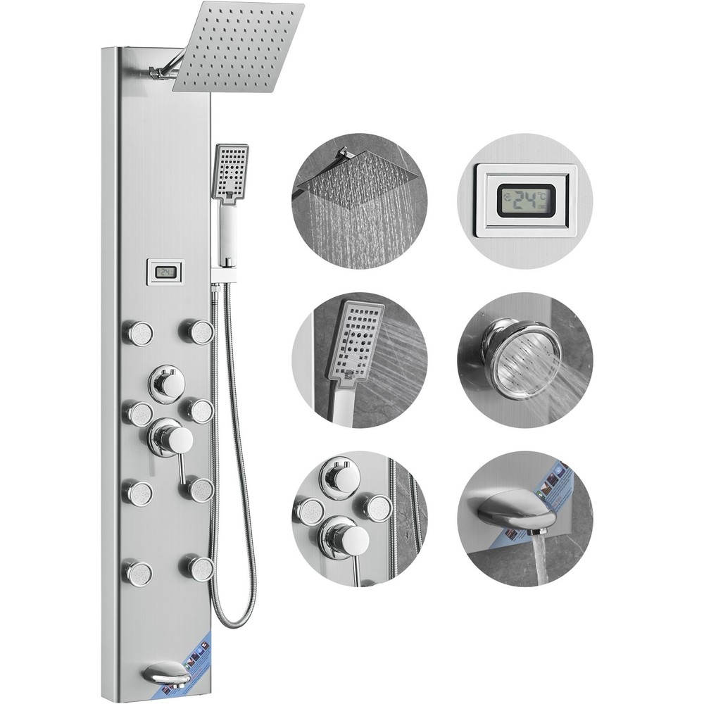 Shower Panel System 5 Shower Modes Digital Display Shower Panel Tower Rain