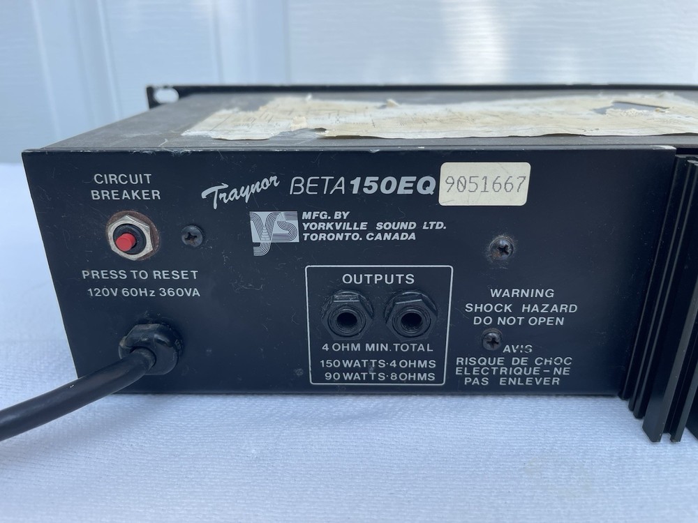 Vintage Traynor Beta 150EQ Solid-State Power Amplifier Equalizer Black