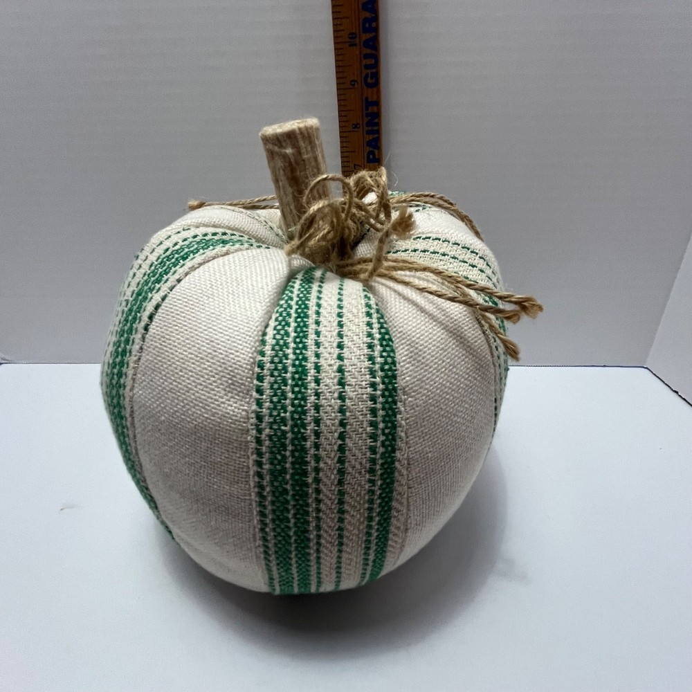 Faux Burlap Pumpkin-Green/Cream