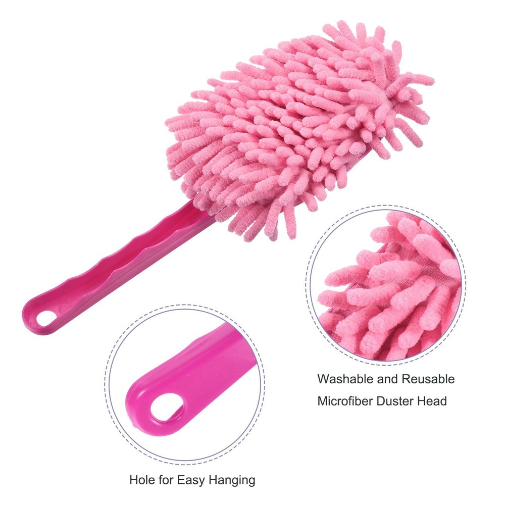 Microfiber Chenille Dust Washable Cleaning Brush Dust Tool, Pink