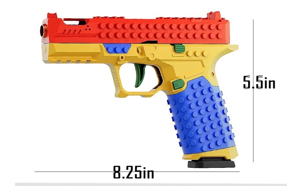 Dreamplay Shell Ejecting Toy Gun, Automatic Pull Back Action, Compatible LEGOS