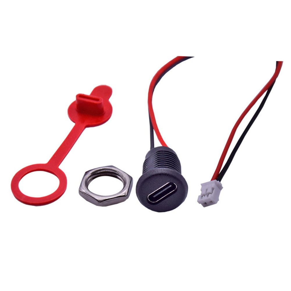 10pcs USB Connector Type-C Waterproof With Nut Locking Female Charging JACK