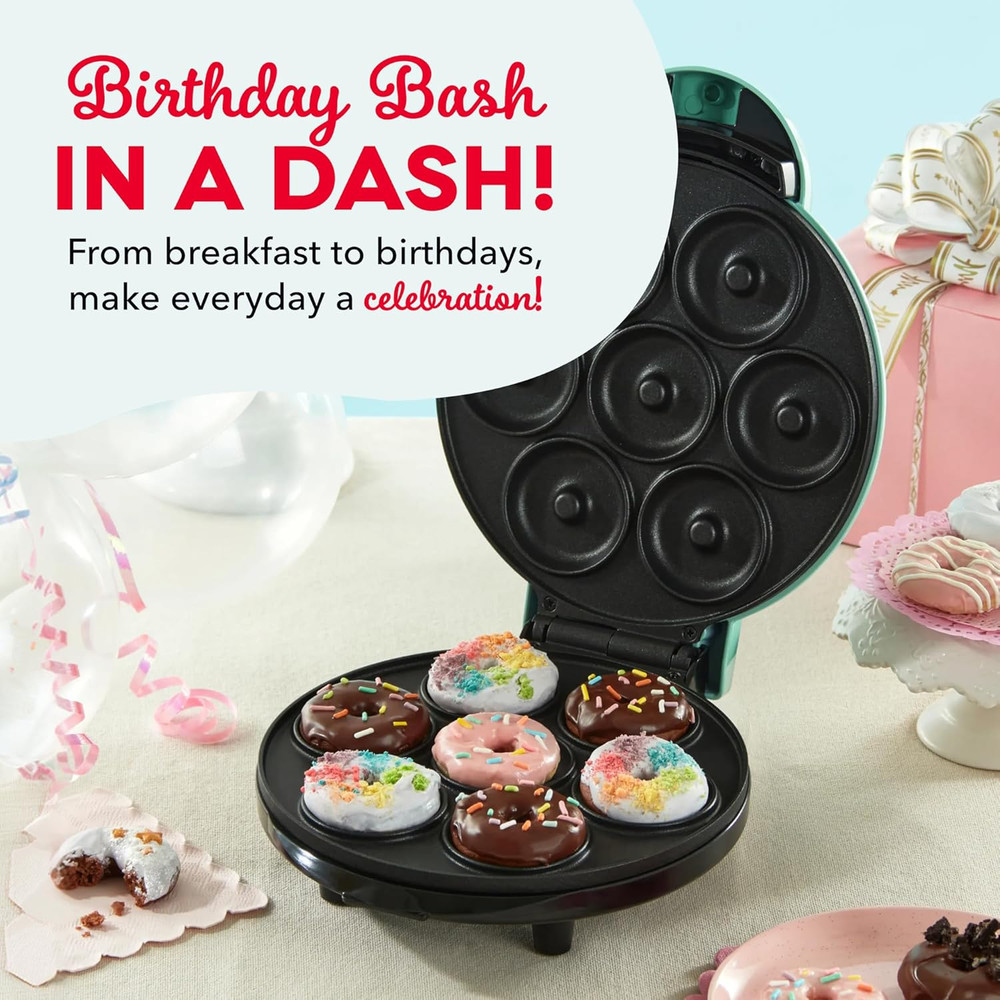 Aqua Mini Donut Maker - Non-Stick, Double-Sided, Space-Saving Design