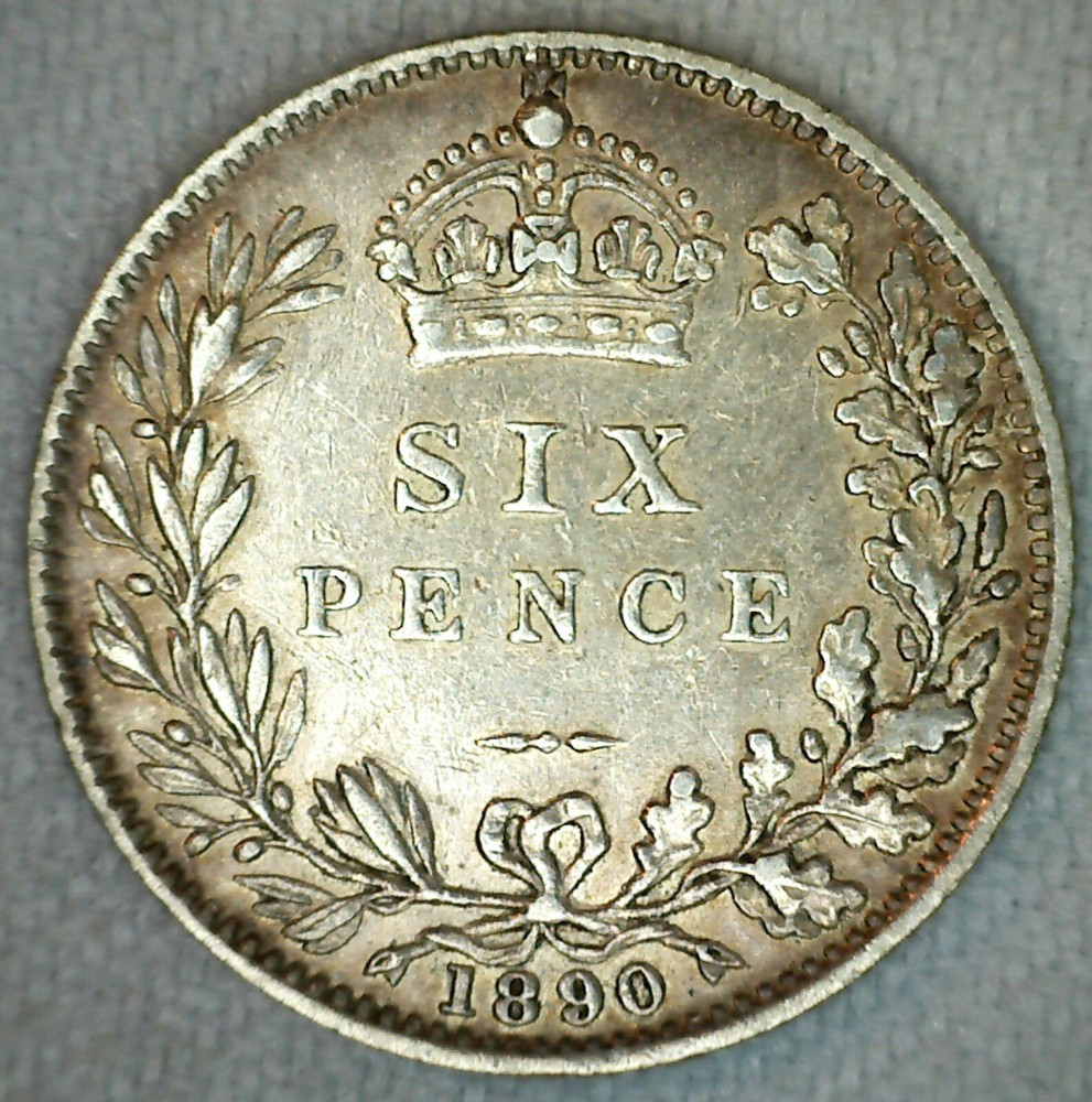 1890 Great Britain XF 6 Pence Silver Extra Fine