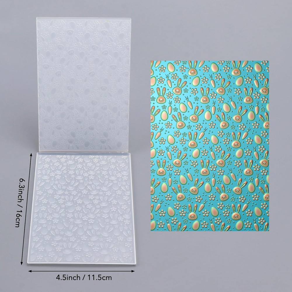 3D Embossing Folder Bunny Rabbits Easter Plastic Embossing Texture Fades Folders