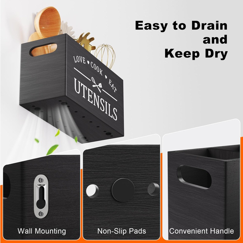 Premium Bamboo Silverware Organizer for Flatware Knives- Expandable Kitchen