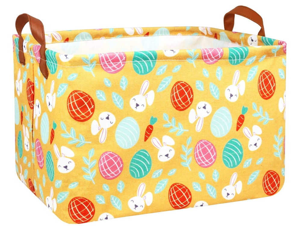 MYFLOCY Large Rectangular Easter Baskets Empty Waterproof Boy Toy Box Foldabl...