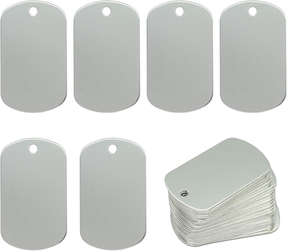 Aluminum Blank Tags Stamping Blanks 25 Pack (Silver)