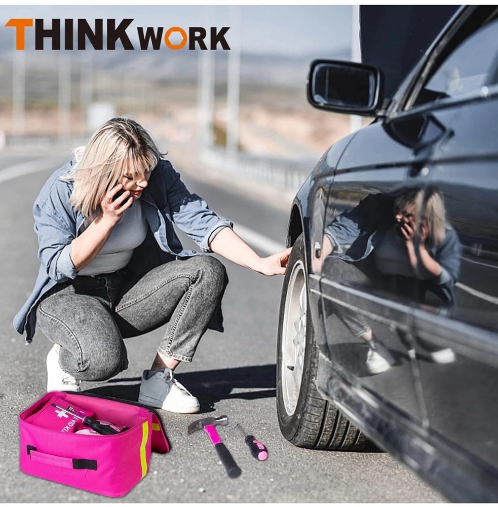 ThinkWork Emergency Car Kit Tools, Jumper Cables, First Aid Safety Driver Kit