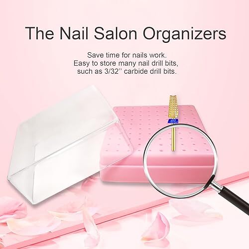 Portable Nail Drill Bits Holder Dustproof Storage Container Box with 100 Holes