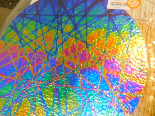 Dichroic Glass:CBS 90 COE Pixie Stix Pattern on Granite Textured  Black - 3"Sq