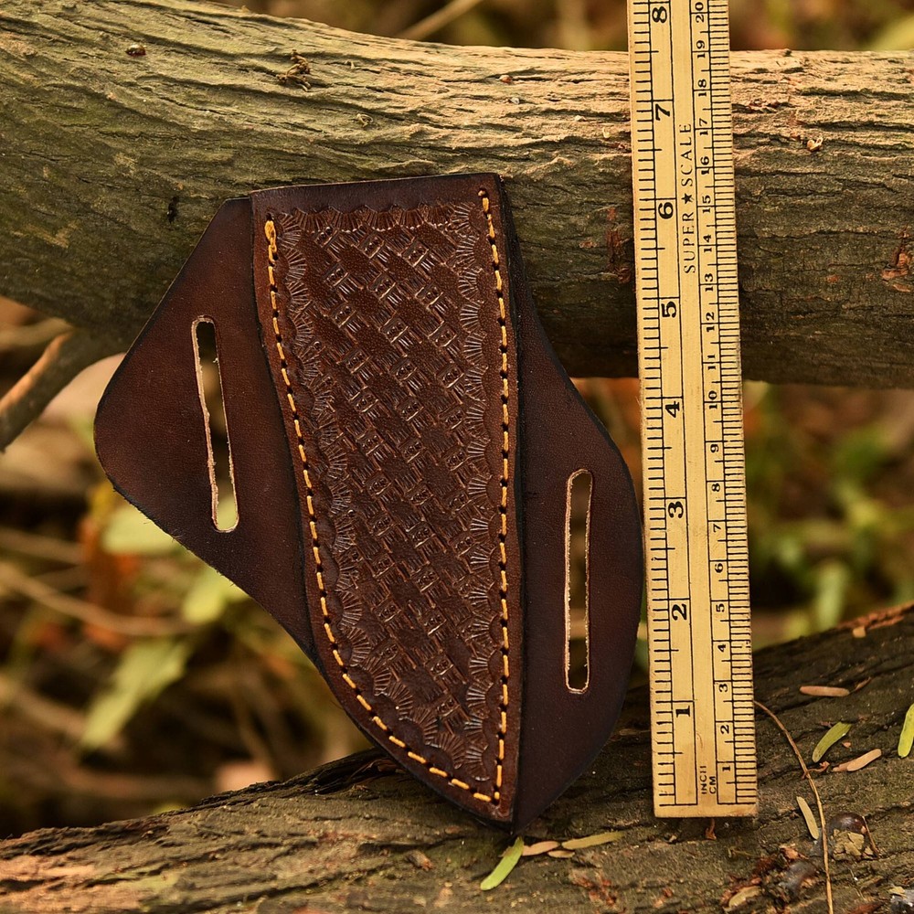Custom Hand Craft Engraved Leather Knife sheath fixed Blade and folding Tool