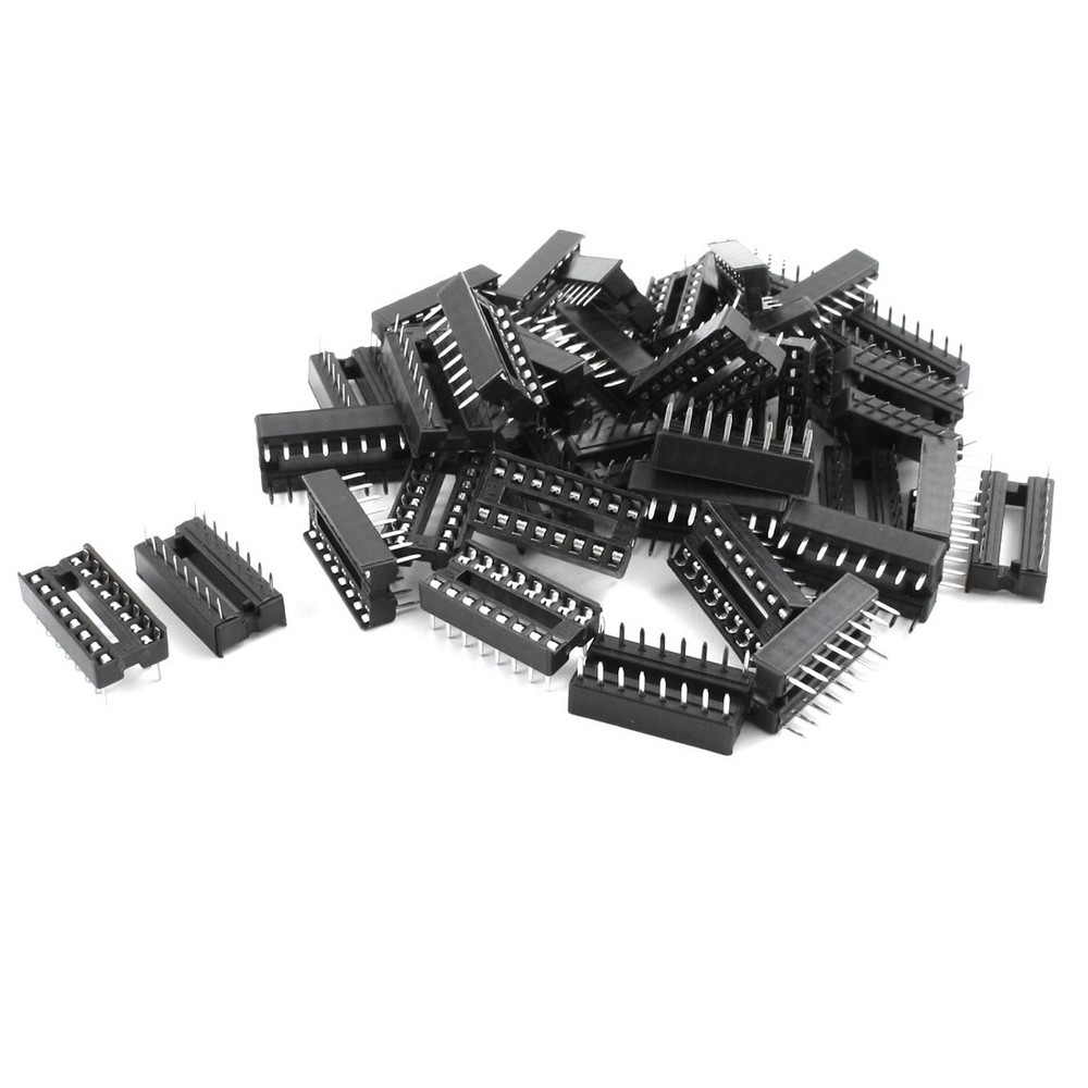 40pcs 2.54mm PCB Board 2 Row 16 Pin DIP Solder Type IC Socket Adapter
