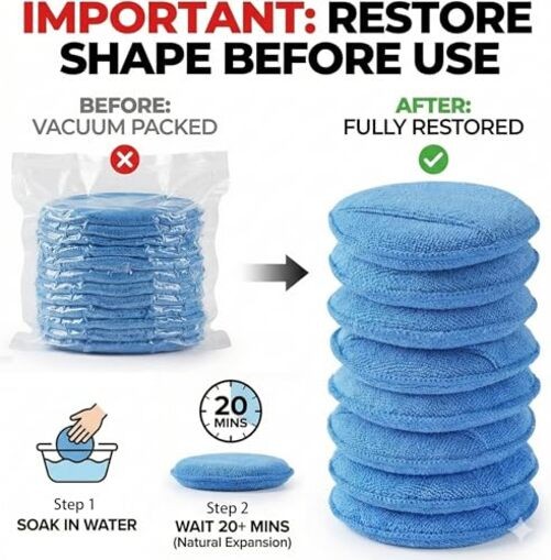 Wax Applicator Pad (15 Pack)，5 Inch Microfiber Wax Applicator Pads，Washable