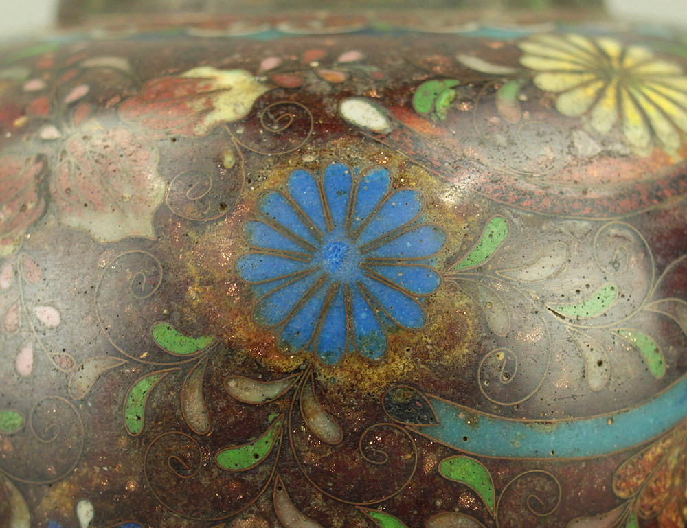 Cloisonne Phoenix and Chrysanthemum Pattern Three-legged Censer Incense Burner