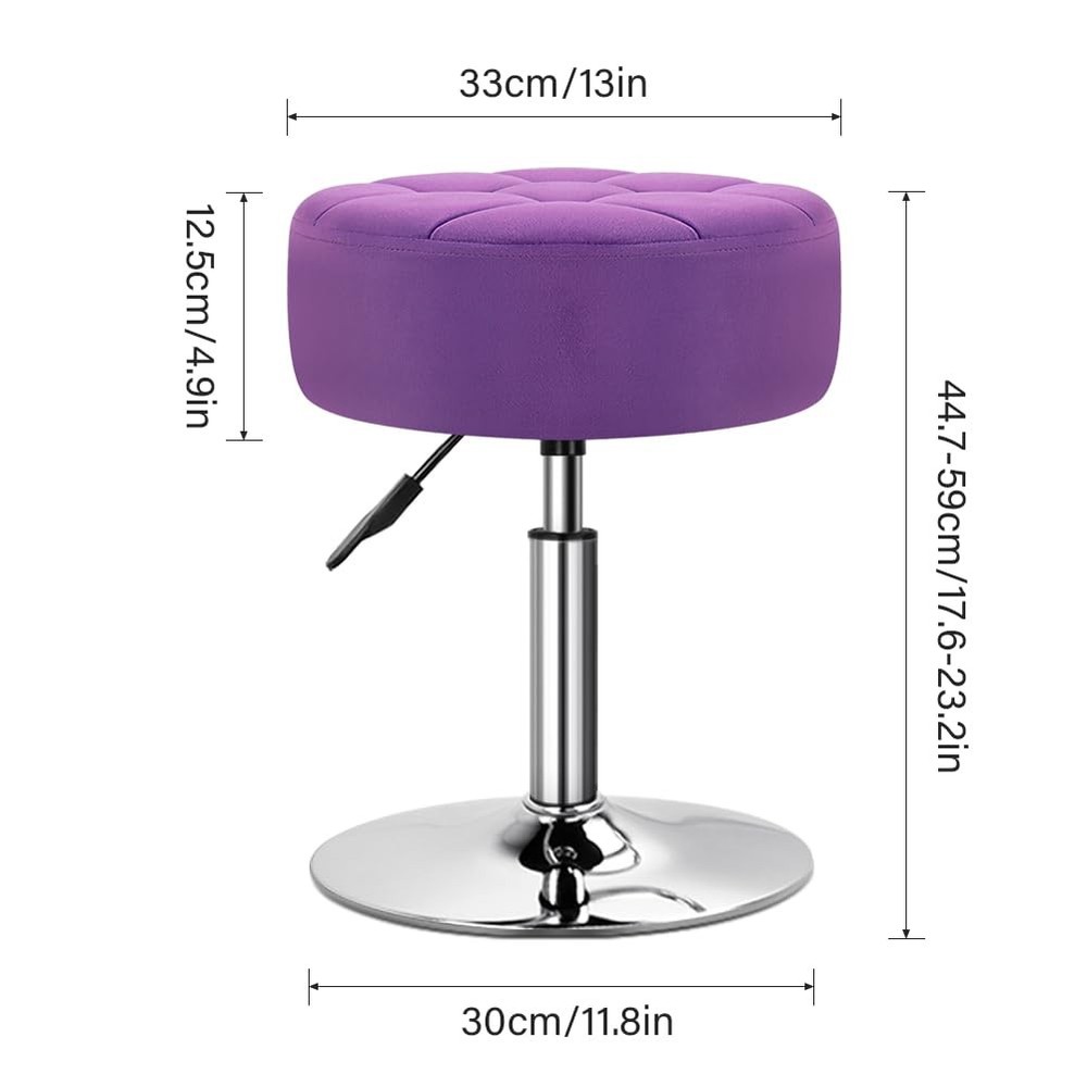 Velvet Upholstered Vanity Stool Swivel Adjustable Makeup Stool for Makeup Roo...
