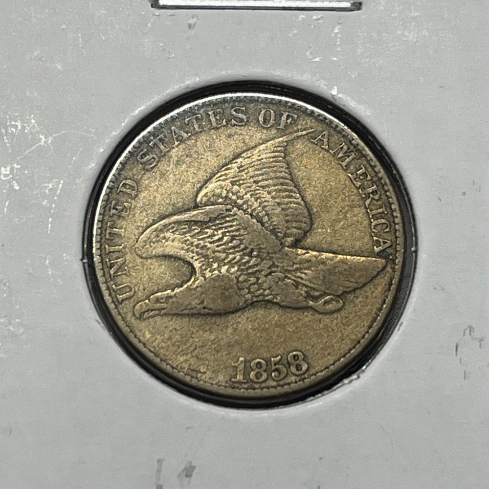1858 Flying Eagle Cent Copper Type Coin VF+