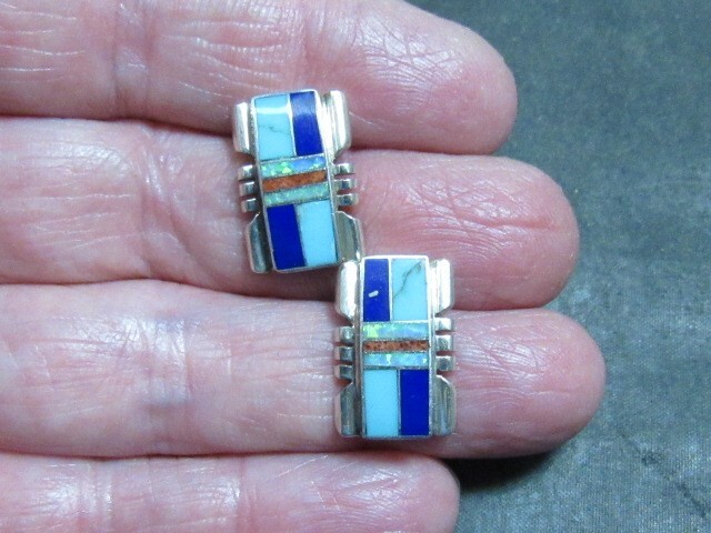 native turquoise opal earrings american