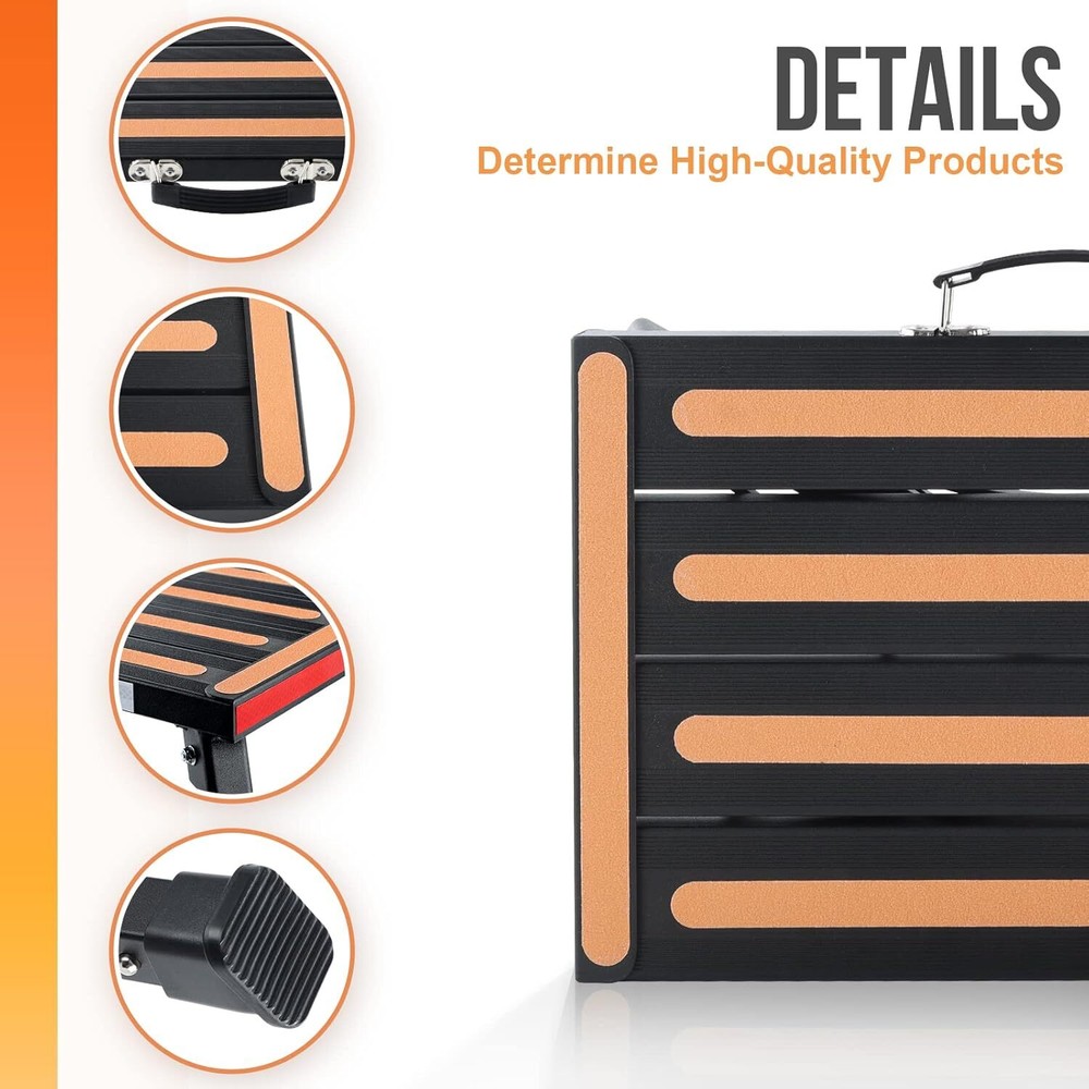 Safety RV Steps, Height Adjustable Folding Platform Steps, Non-Slip Surface