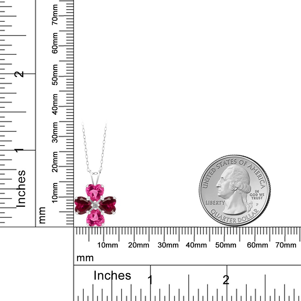 3.52 Cttw Pink Created Sapphire and Created Ruby 4 Heart Shape Gemstone