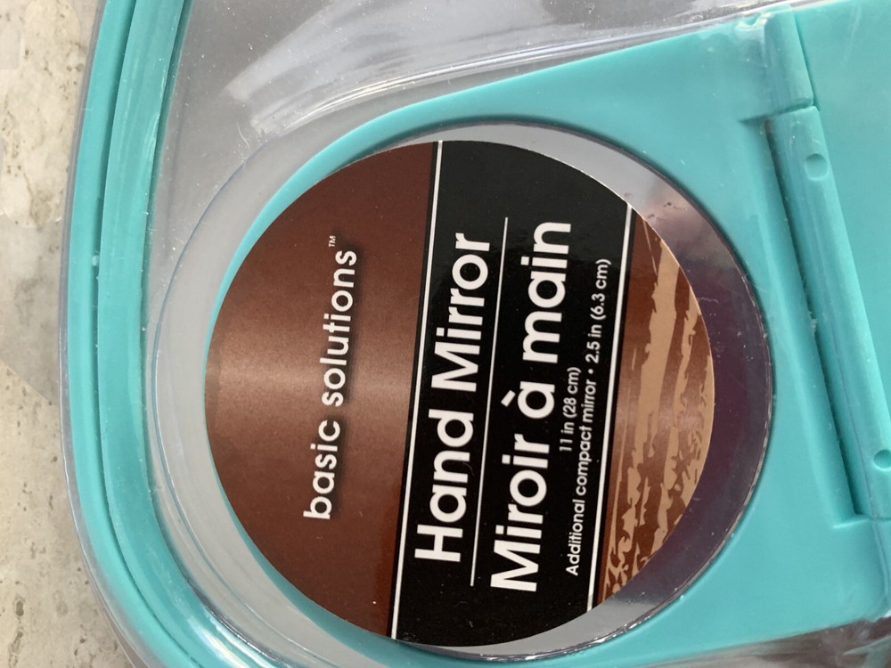 Basic Solutions Hand Held Mirror Teal Color NEW & SEALED