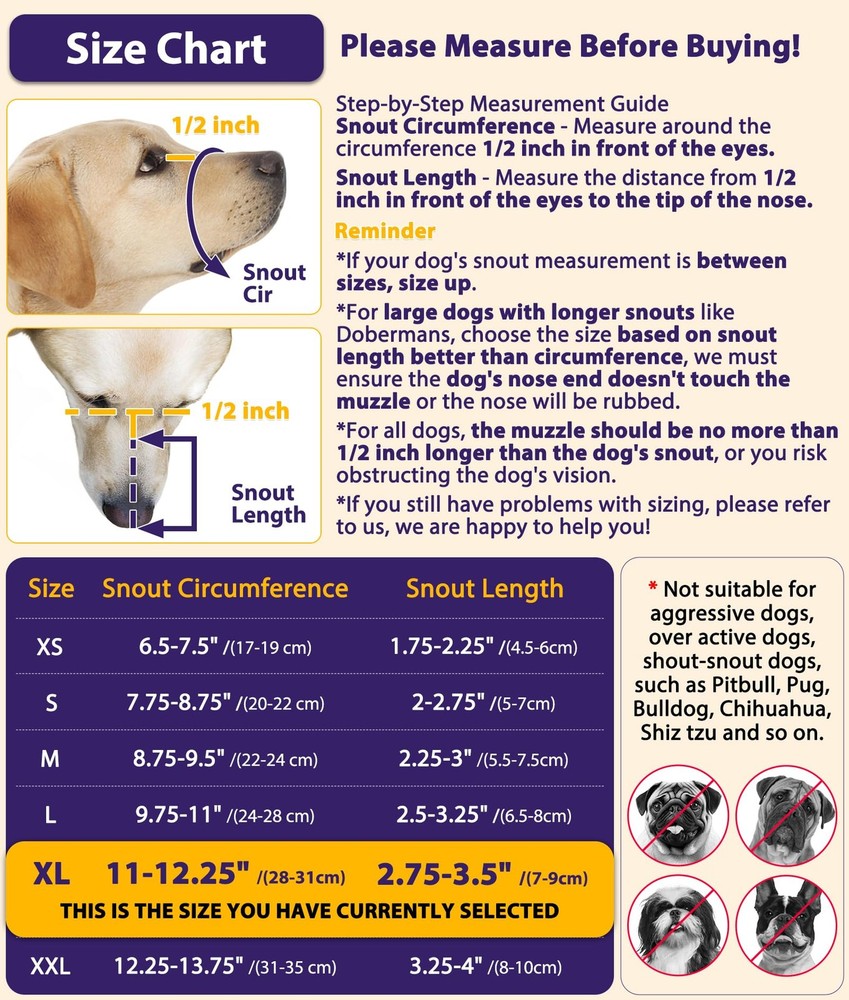 Dog Muzzle, Mesh Muzzle for Large Medium Small Dogs Allows Full Pant Drinking...