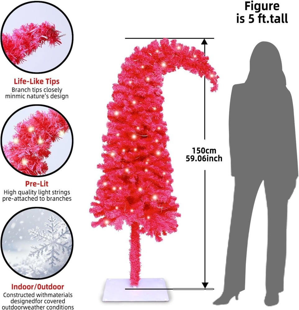 5ft Prelit Pink Valentines Day Spring Christmas Tree Decorations with 150 Dua...