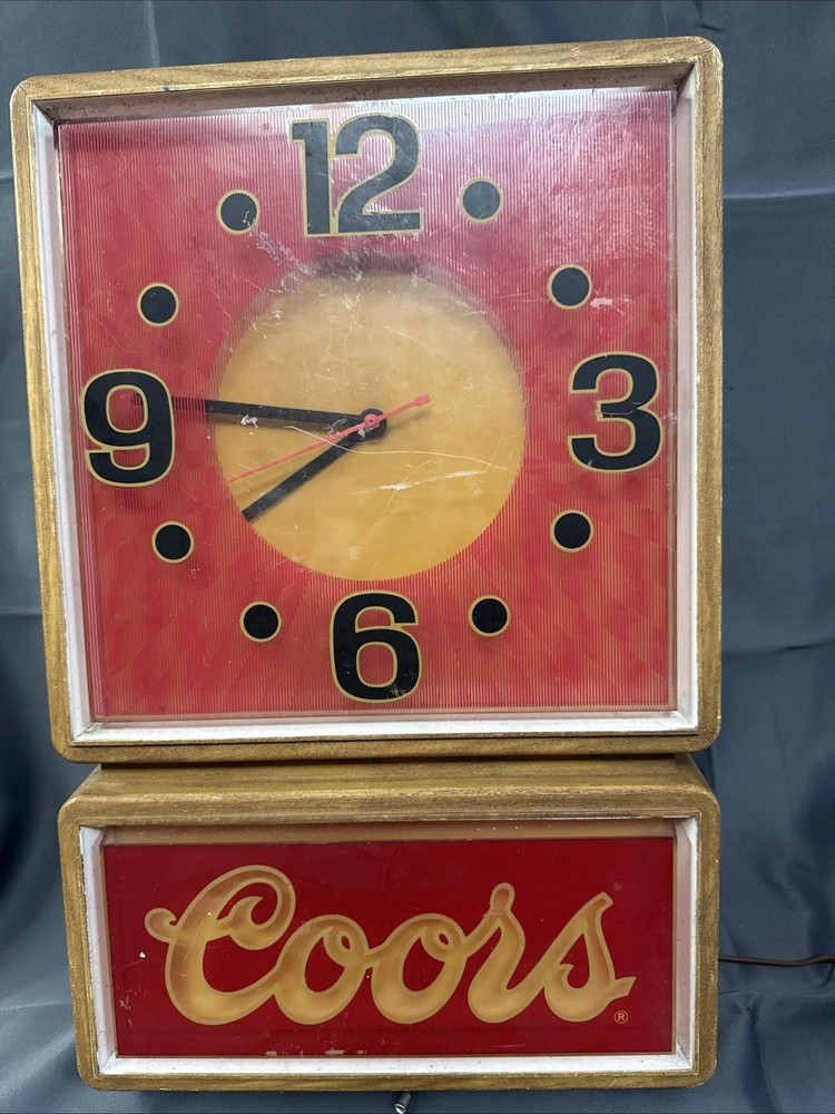 Coors - Lighted Clock - Light Untested (no bulb) / Panel Missing / Clock Stuck