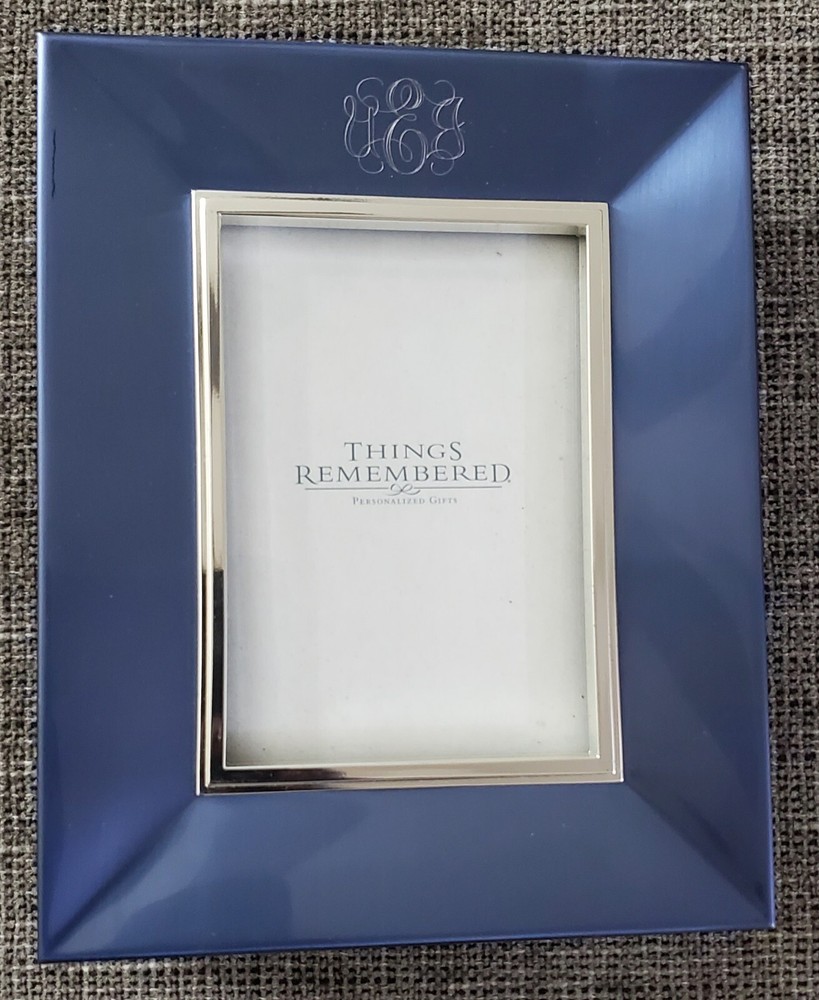 Things Remembered Silver & Blue Framed Picture Album with Monogram