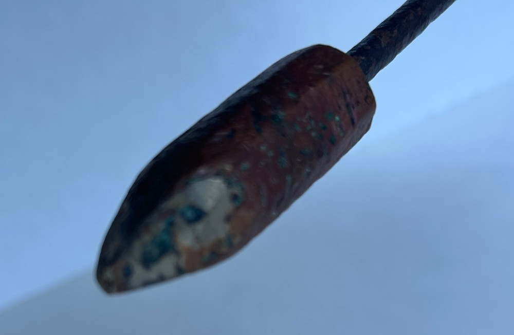 Vintage Soldering Iron Pyramidal Copper Tip Wooden Handle